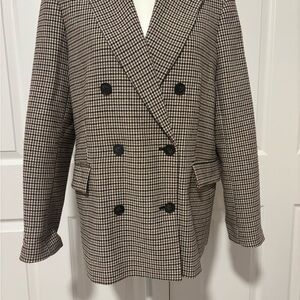 Maje Black and Cream Houndstooth Blazer